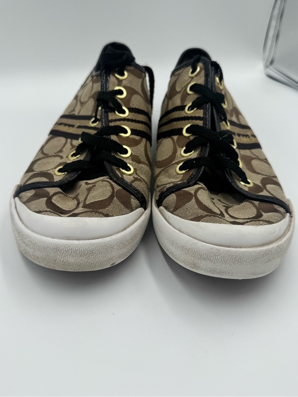 Coach Brown Signature Canvas Low-Top Sneakers with Black Trim - Picture 4 of 15